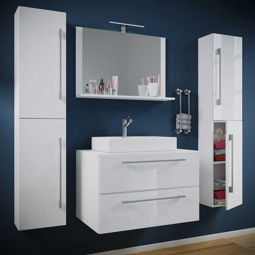 Hängendes Badezimmerset in Weiß - Ipsum (vierteilig)