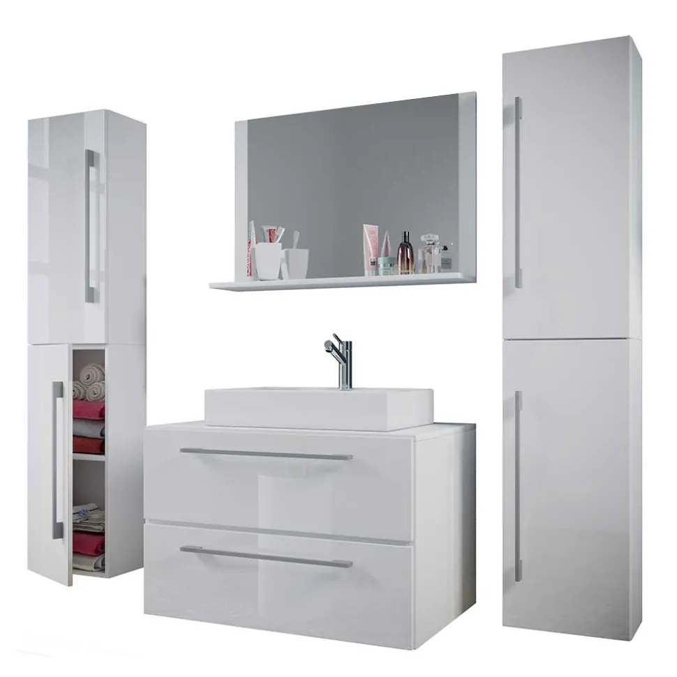 Hängendes Badezimmerset in Weiß - Ipsum (vierteilig)