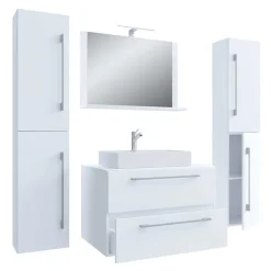 Hängendes Badezimmerset in Weiß - Ipsum (vierteilig)