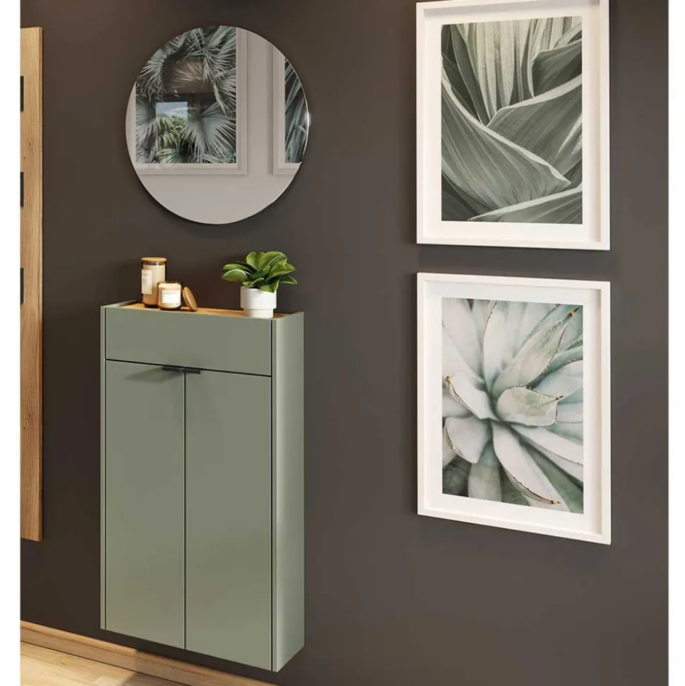 Hängendes Vertiko & runder Spiegel - Point (zweiteilig)