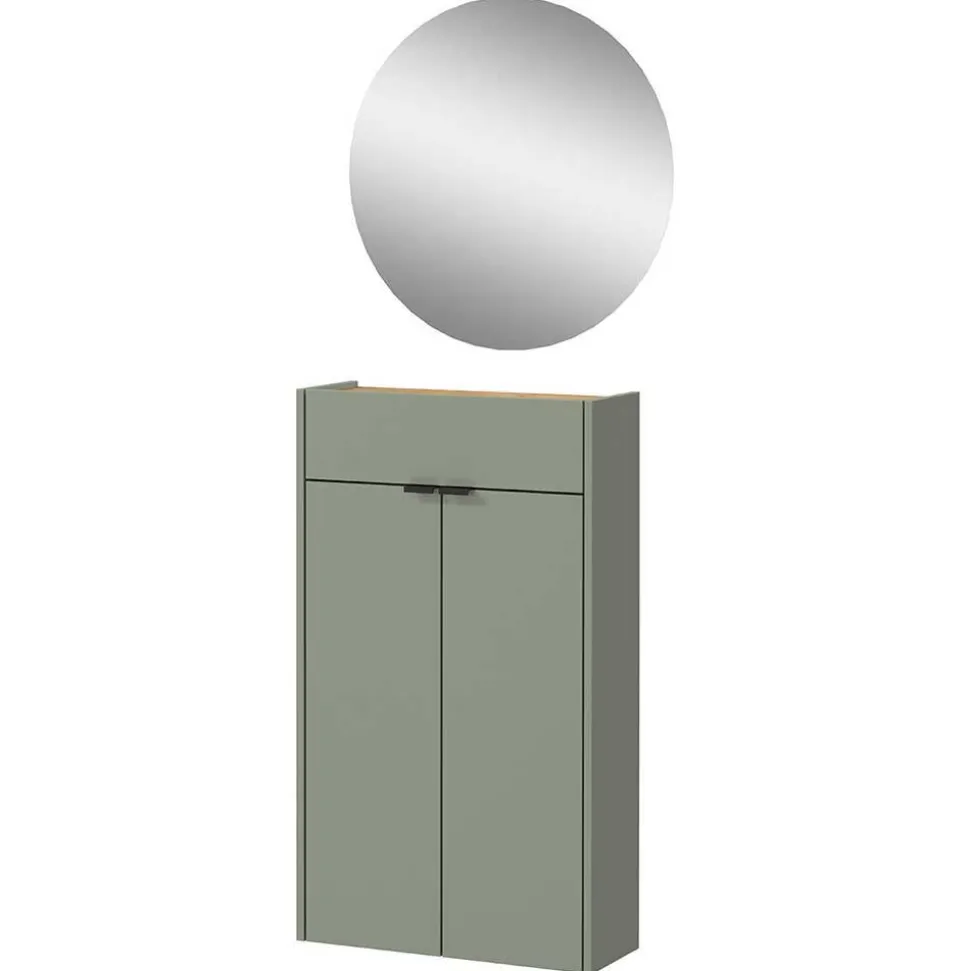 Hängendes Vertiko & runder Spiegel - Point (zweiteilig)