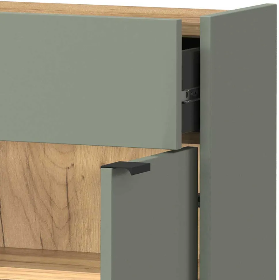 Hängendes Vertiko & runder Spiegel - Point (zweiteilig)