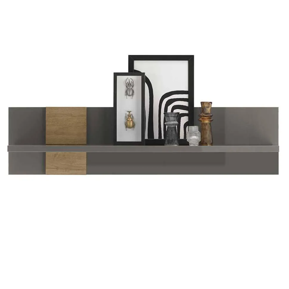 Hängeregal in Dunkelgrau Hochglanz & Eiche - Eracosta