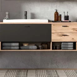 Hänge-Waschbeckenschrank mit Aufsatzbecken - Steikun