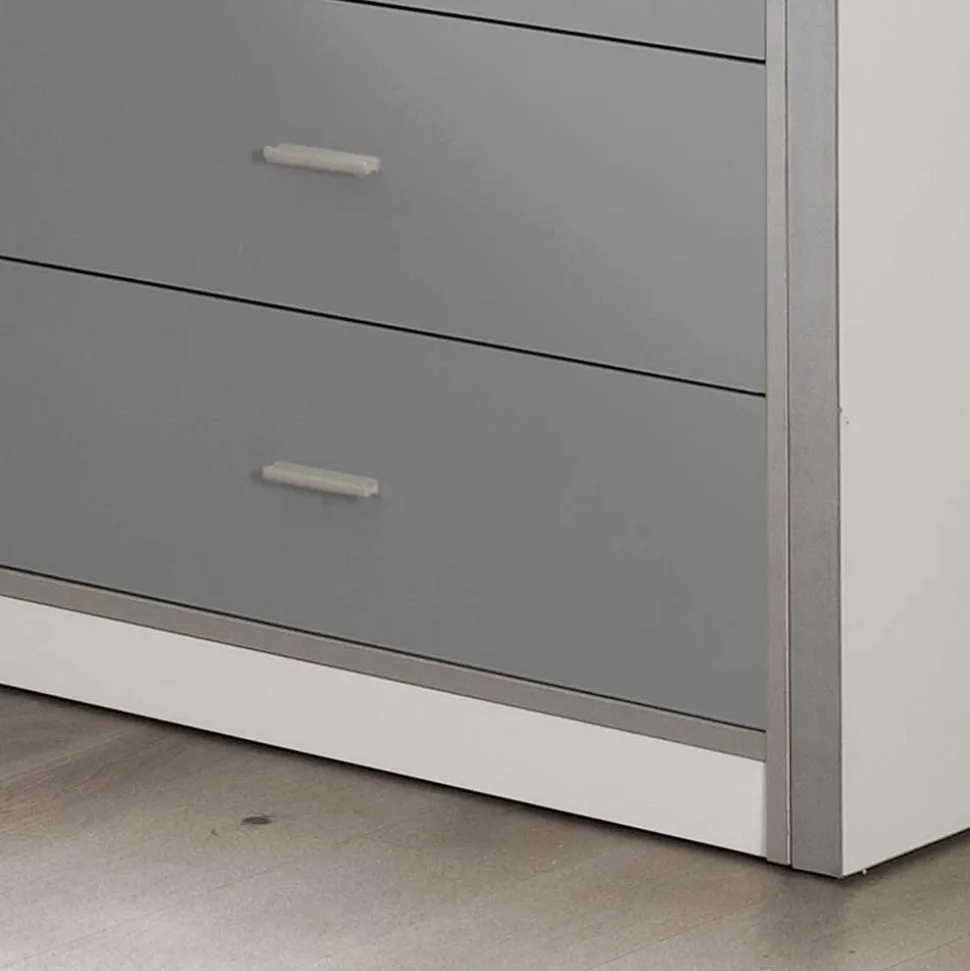 Hochbett Boro in Weiß-Grau