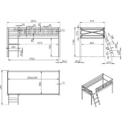 Hochbett Dinos in Weiß - Synaro
