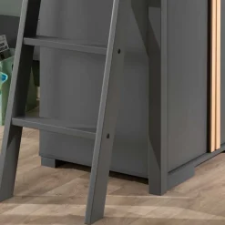 Hochbett mit Schrank in Anthrazit - Waltma (zweiteilig)