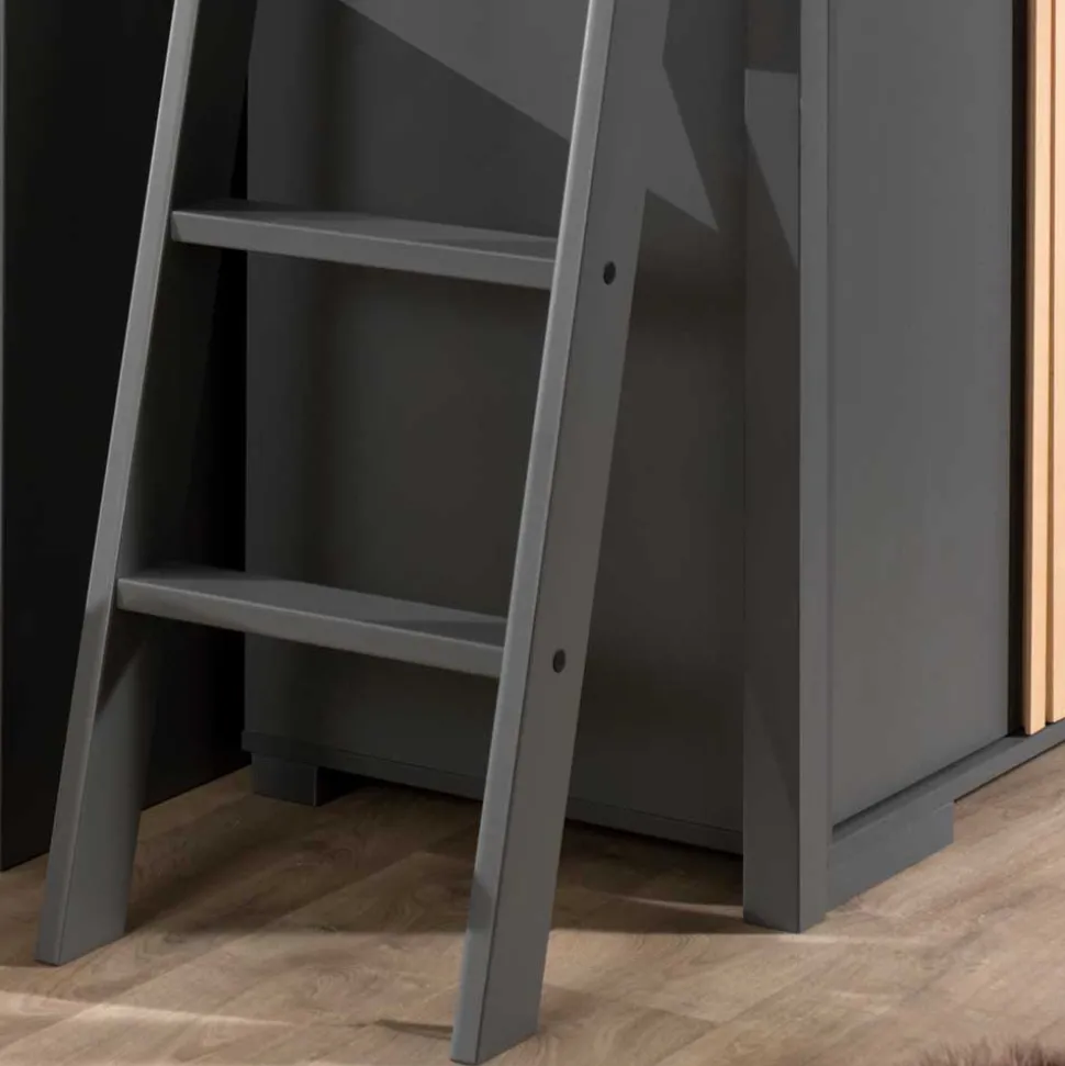 Hochbett mit Schreibtisch und Schrank - Lilova (vierteilig)