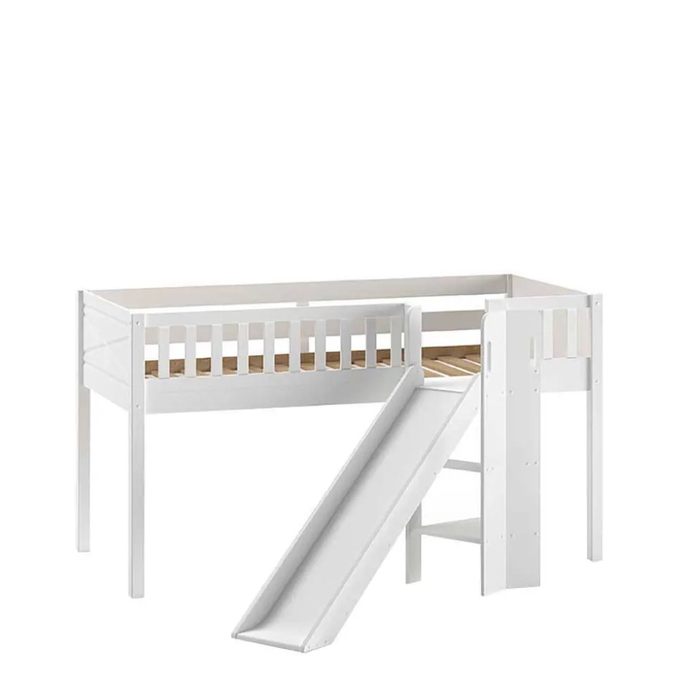 Hochbett mit schräger Rutsche Schmetterlinge und Burg - Jimm