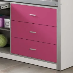 Hochbett Nina in Weiß-Pink