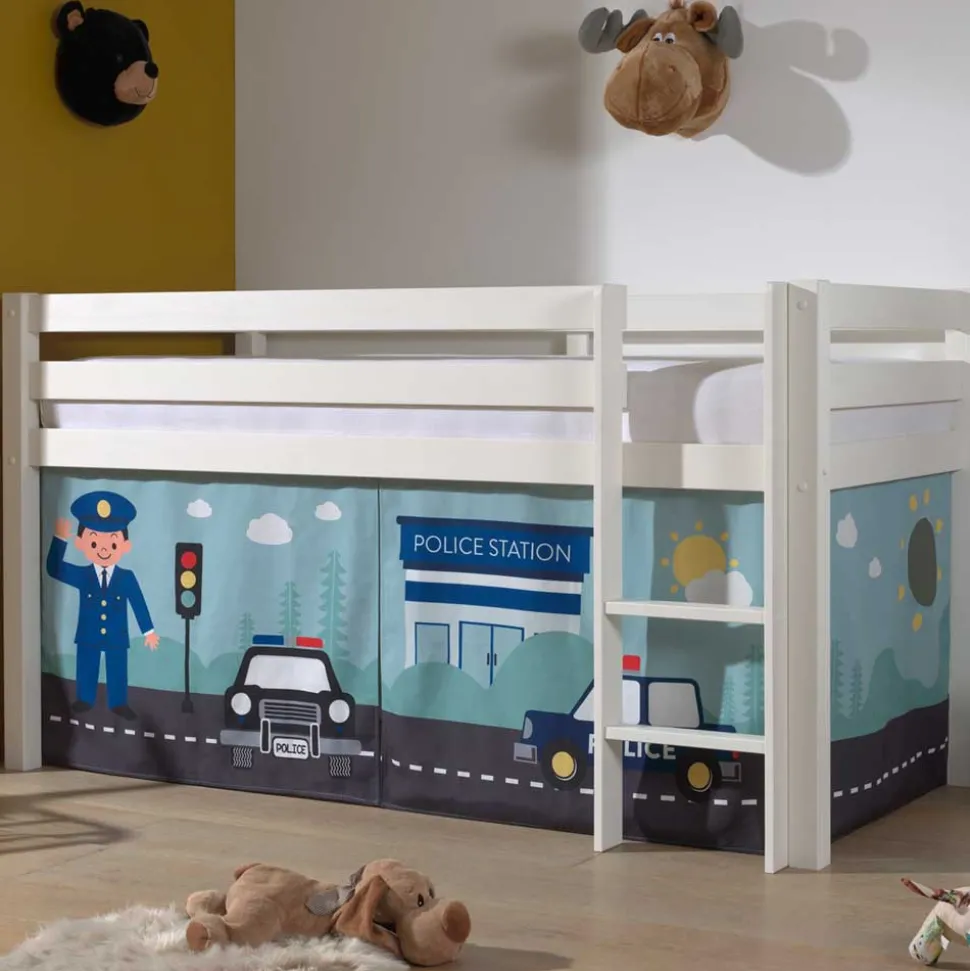 Hochbett Polizeibett in Weiß - Trian