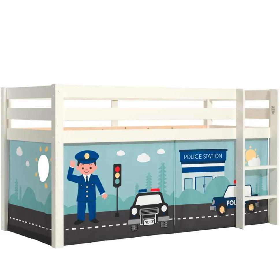 Hochbett Polizeibett in Weiß - Trian