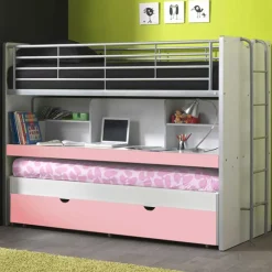 Hochbett Trio in Weiß-Rosa