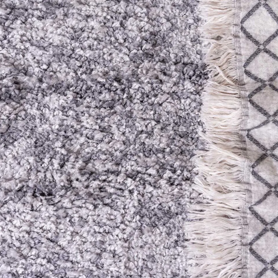 Hochflor Läufer Teppich in Grau und Creme - Cesario