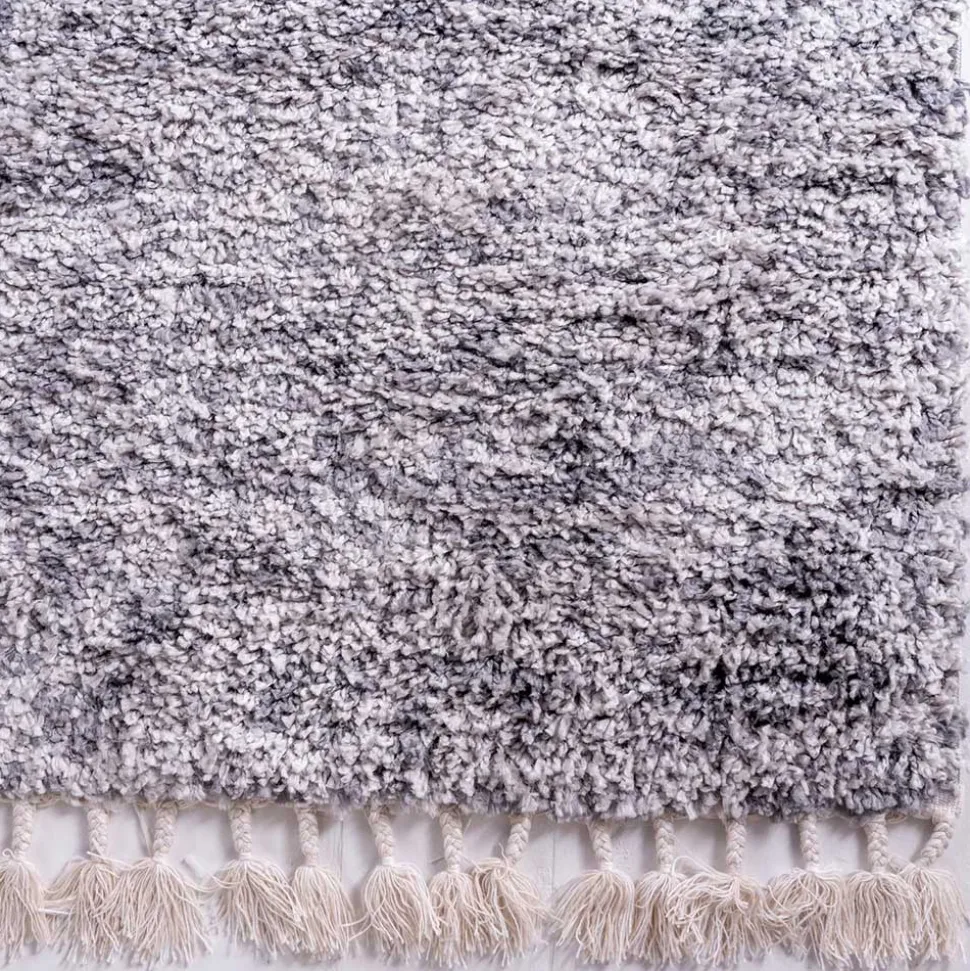 Hochflor Läufer Teppich in Grau und Creme - Cesario