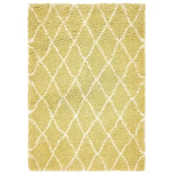 Hochflor Teppich Läufer in Gelb und Creme - Luzifania