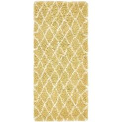 Hochflor Teppich Läufer in Gelb und Creme - Luzifania