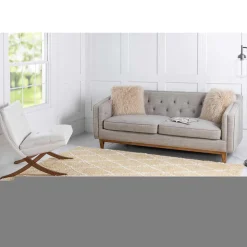 Hochflor Teppich Läufer in Gelb und Creme - Luzifania