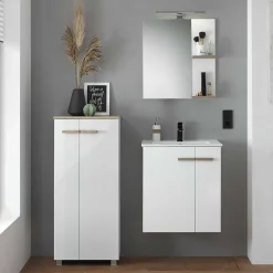 Hochglanz Badeinrichtung in Weiß - Vauflos (dreiteilig)
