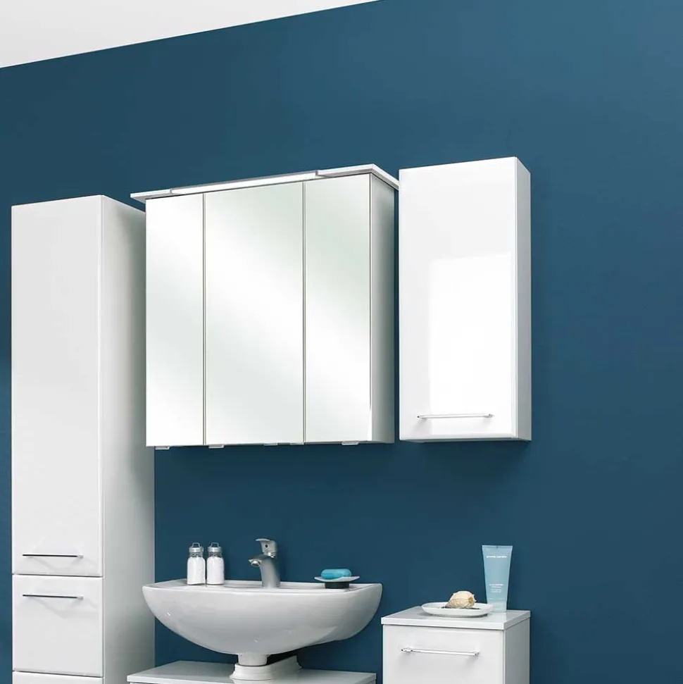 Hochglanz Bad-Oberschrank in Weiß - Makimona