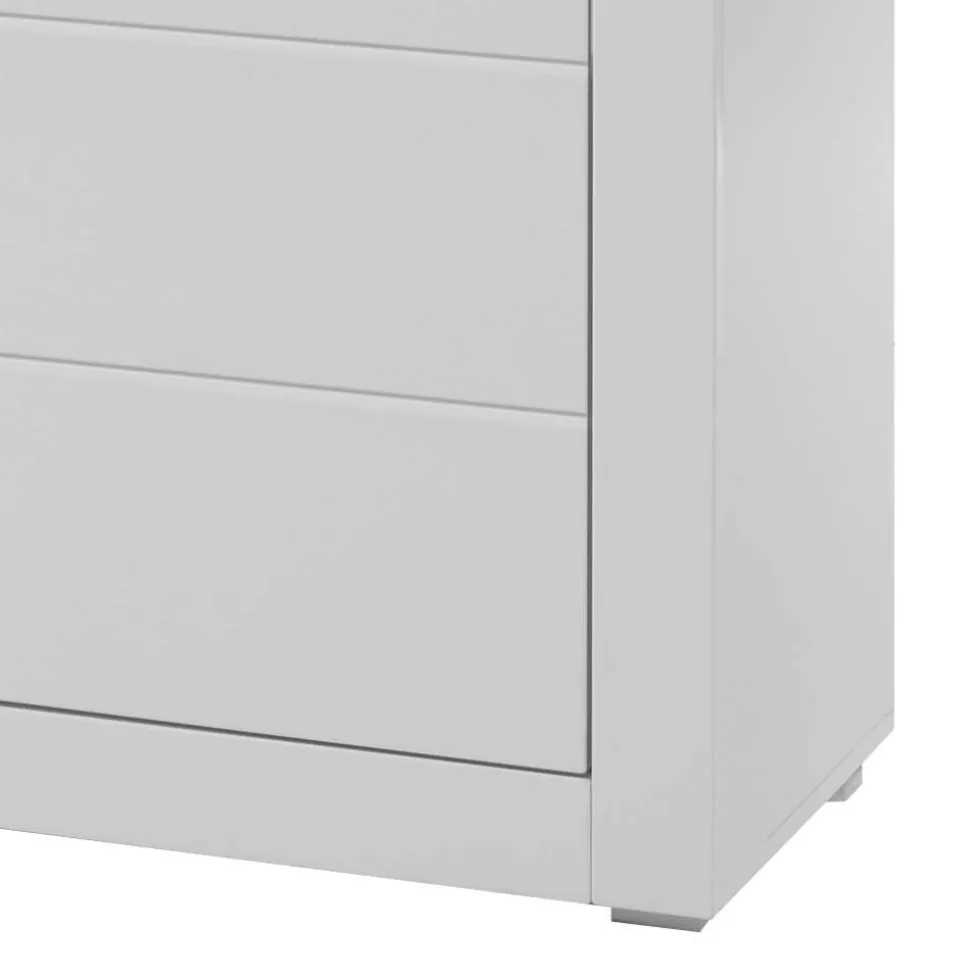 Hochglanz Highboard in Weiß mit Glas Yulis 3-türig