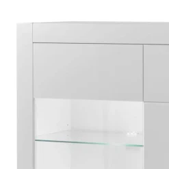 Hochglanz Highboard in Weiß mit Glas Yulis 3-türig