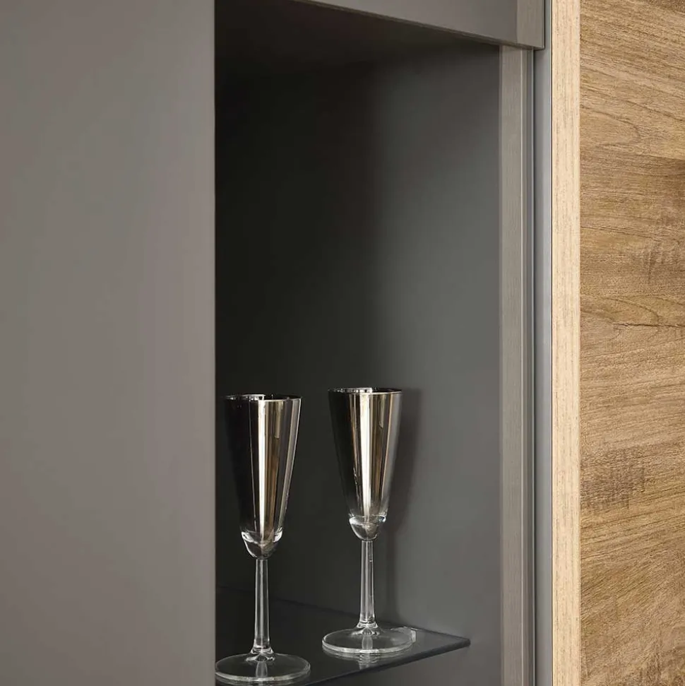 Hochglanz Highboard mit Glas - Eracosta