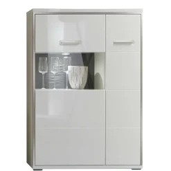 Hochglanz Highboard Tacroma in Weiß Glas