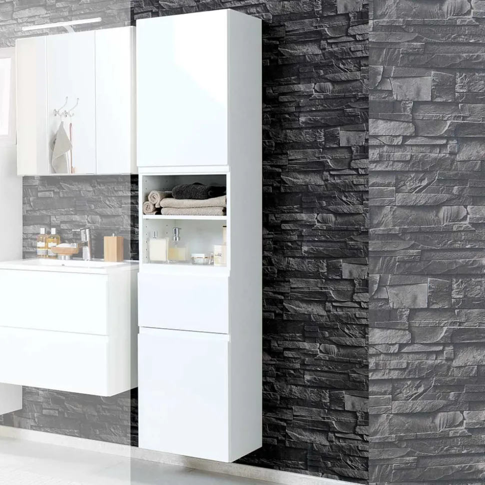 Hochglanz Hochschrank Concetada in Weiß