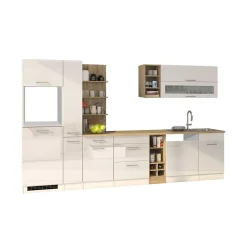 Hochglanz Küchenmöbel in Weiß - Cuneo (zehnteilig)