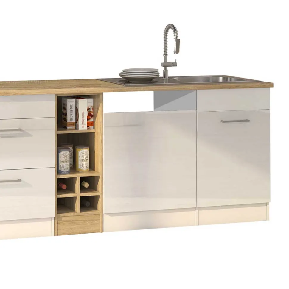 Hochglanz Küchenmöbel in Weiß - Cuneo (zehnteilig)