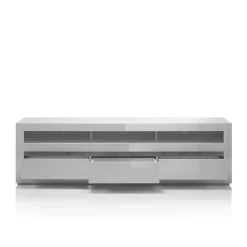 Hochglanz Lowboard fürs TV in Weiß Mextra mit 3 Schubladen