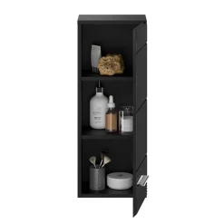 Hochglanz Oberschrank fürs Bad in Schwarz - Culina