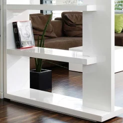 Hochglanz Raumteiler Design Regal in Weiß - Jasmon