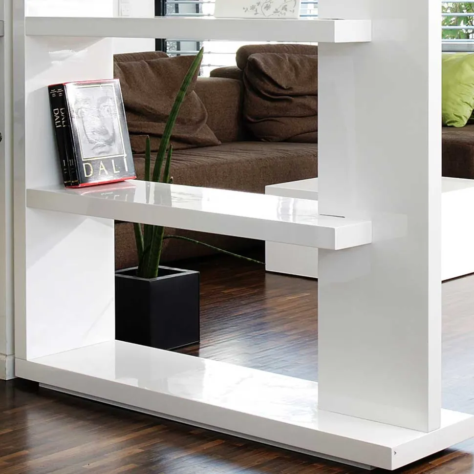 Hochglanz Raumteiler Design Regal in Weiß - Jasmon