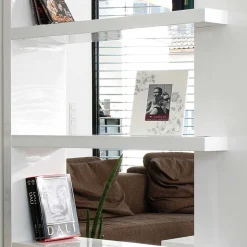 Hochglanz Raumteiler Design Regal in Weiß - Jasmon