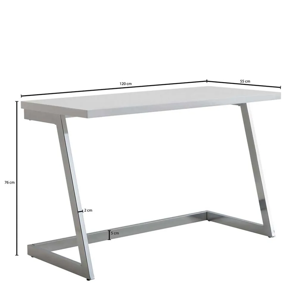 Hochglanz Schreibtisch in Weiß - Toulon