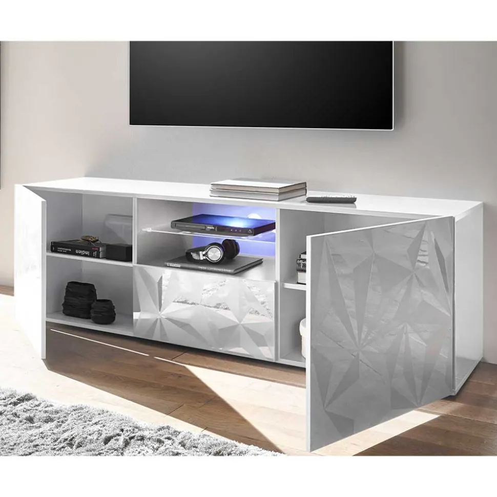 Hochglanz TV Board in Weiß mit Druck - Vovasoma