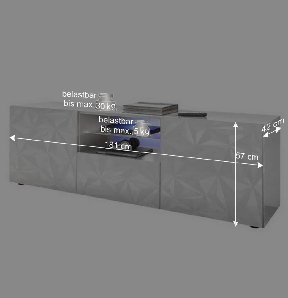 Hochglanz TV Board in Weiß mit Druck - Vovasoma