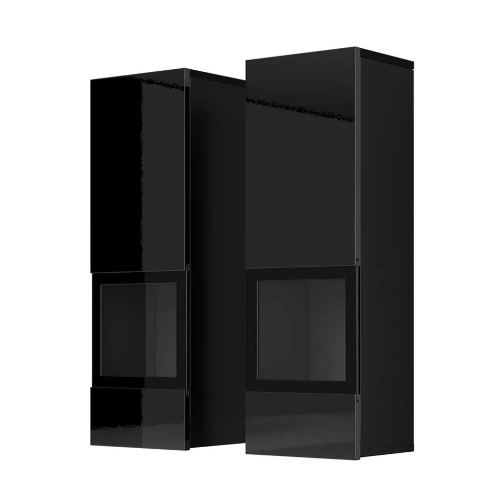 Hochglanz TV Wohnwand in Schwarz - Funtana (fünfteilig)