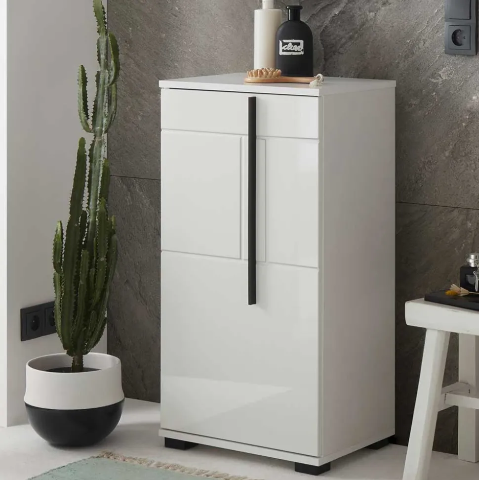 Hochglanz Unterschrank fürs Bad in Weiß - Ingmesan