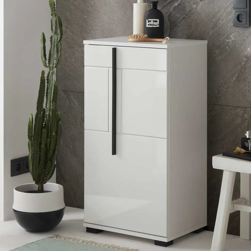 Hochglanz Unterschrank fürs Bad in Weiß - Ingmesan