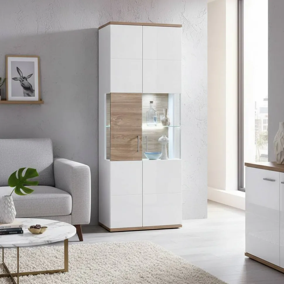 Hochglanz Vitrine in Weiß - Icadro