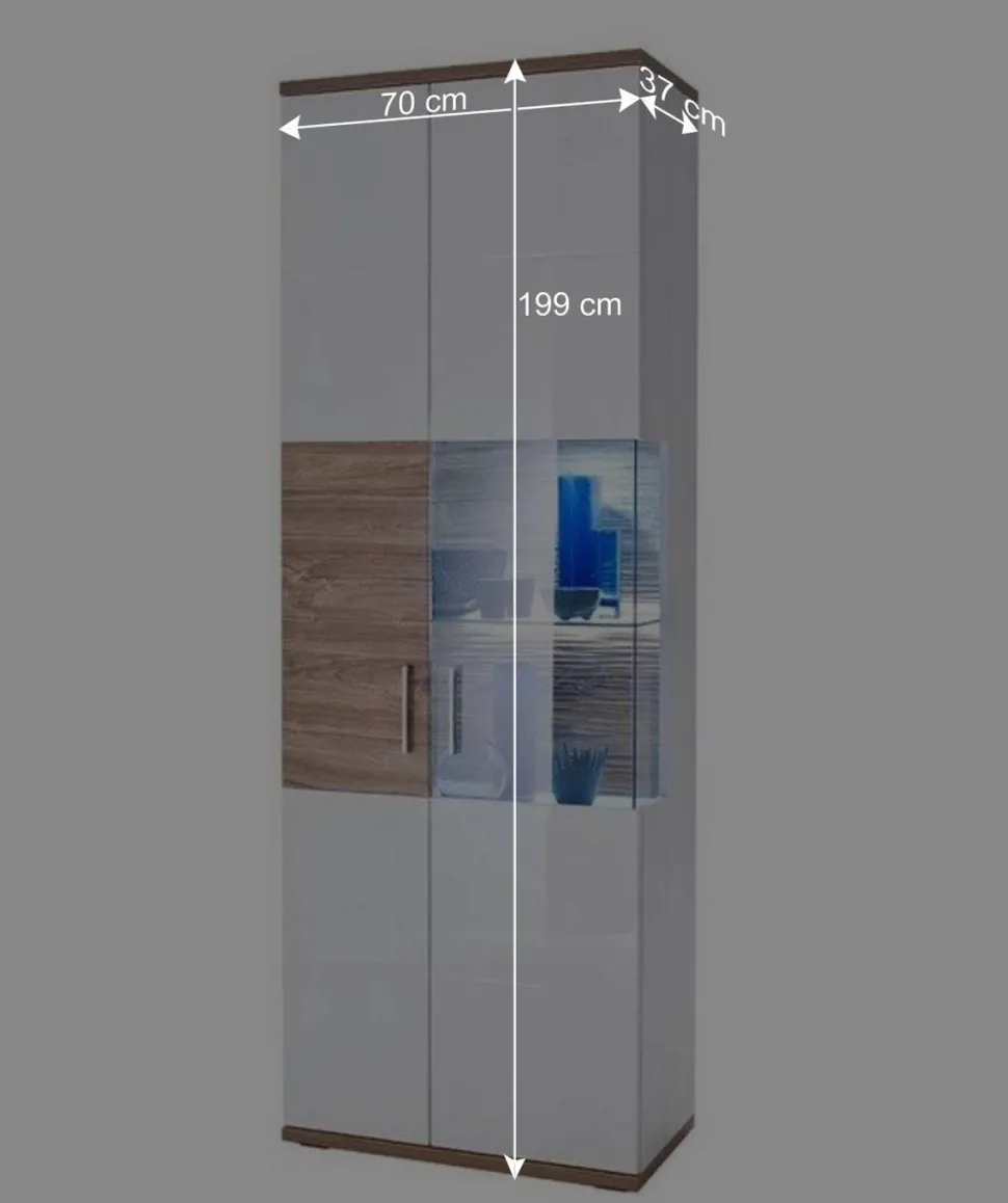 Hochglanz Vitrine in Weiß - Icadro