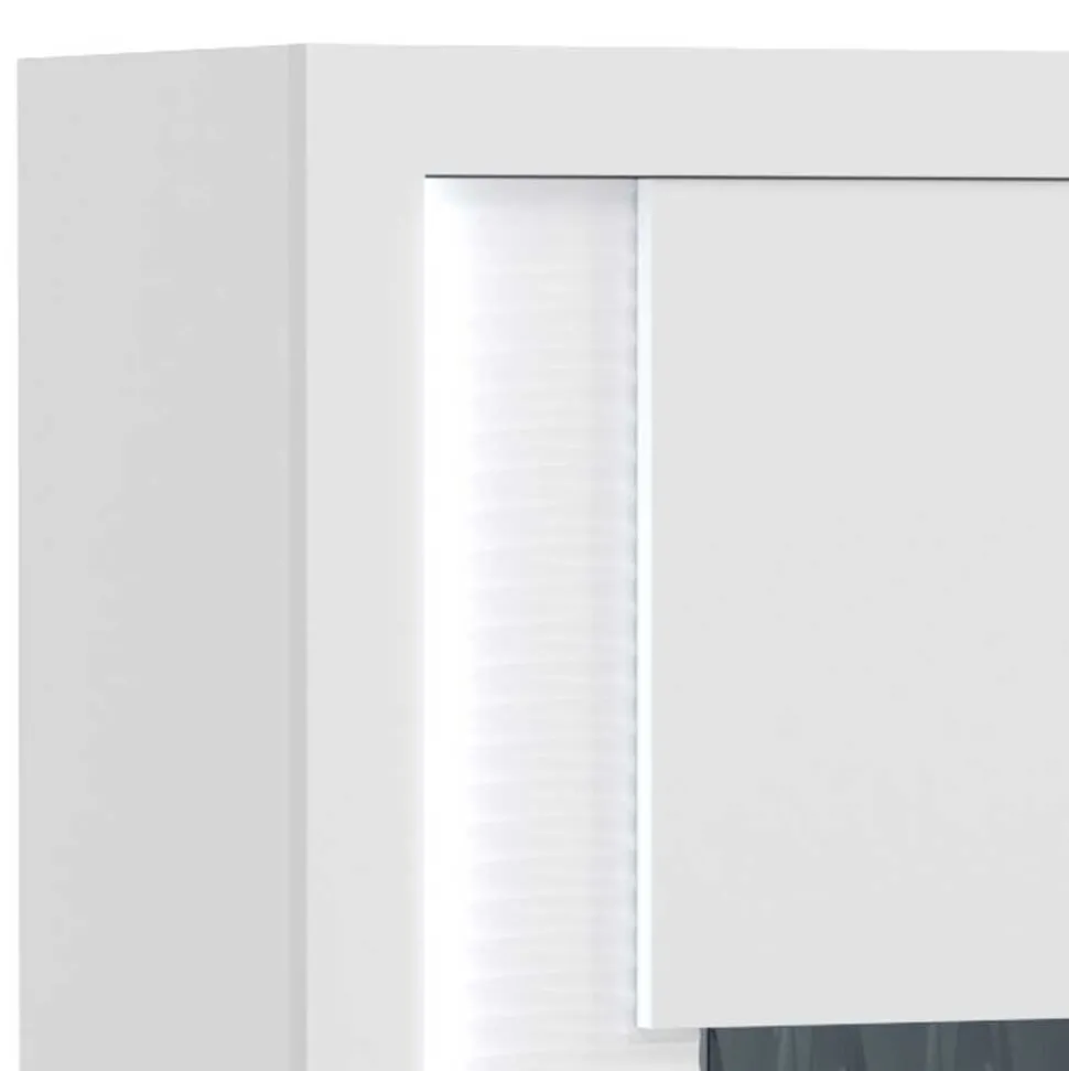 Hochglanz Vitrine mit LED in Weiß - Gomata