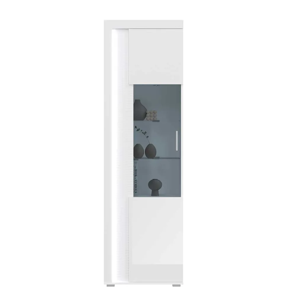 Hochglanz Vitrine mit Licht in Weiß - Gomata