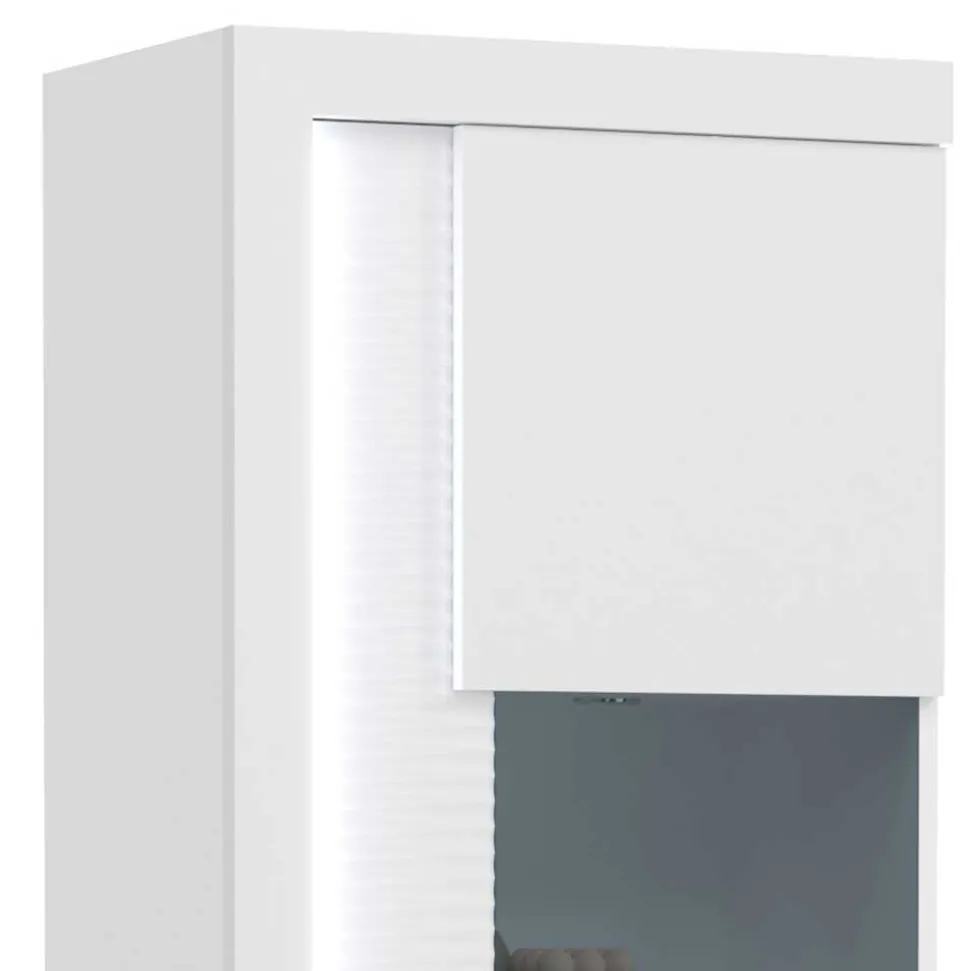 Hochglanz Vitrine mit Licht in Weiß - Gomata