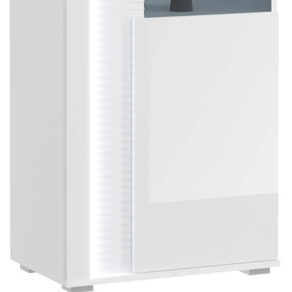 Hochglanz Vitrine mit Licht in Weiß - Gomata