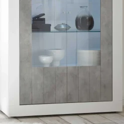 Hochglanz Vitrinenschrank in Weiß lackiert - Niris