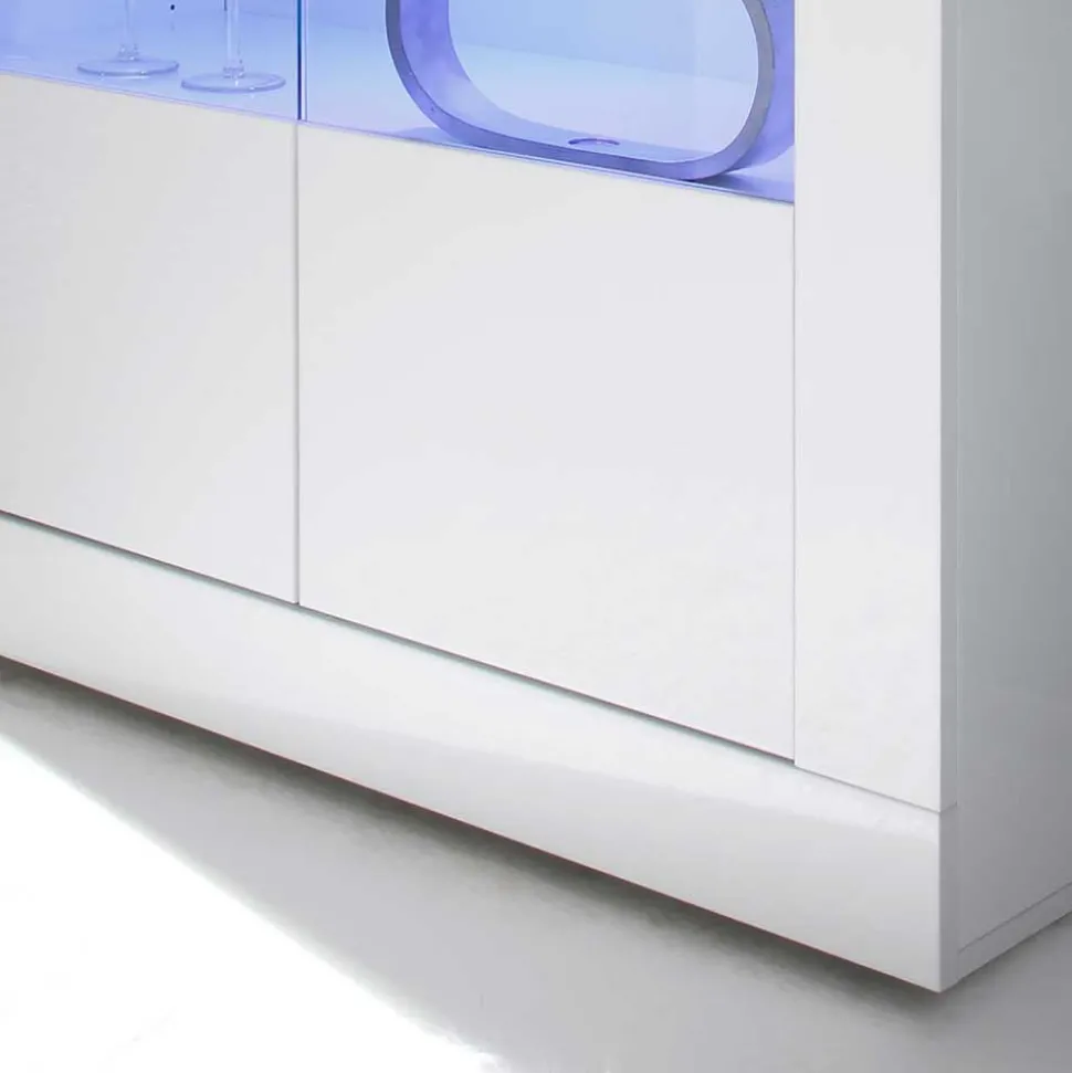 Hochglanz Vitrinenschrank in Weiß - Sogno
